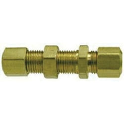 18091 - 1/2 in Compression Brass Bulkhead Union Fitting, 1.92 in Long, 200 psi, -65 to 250°F