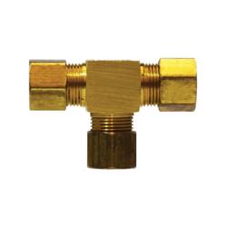 26103B - Brass Barstock Captive Sleeve Tee - 1/4-in Compression x 1/4-in Compression x 1/4-in Compression with Sleeve Nut