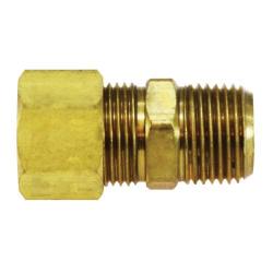00088-0608 - Brass Drilled Through Tank Adapter - 3/8 in Compression to 1/2 in Male NPTF