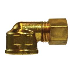 18258 - 3/8-in Compression x 1/4-in FNPTF Brass 90-Degree Elbow Fitting