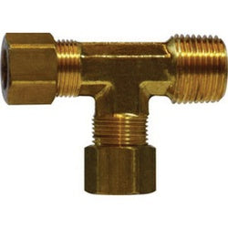 18285 - Brass Tee Fitting, 3/4 in Compression x 3/4 in Male NPTF x 3/4 in Compression