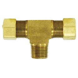 18299B - Brass Barstock Branch Tee Fitting - 1/2 in x 1/2 in x 3/8 in Connections