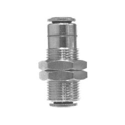 20127N - Nickel-Plated Brass Bulkhead Union - 1/4-in Push-to-Connect x 1/4-in Push-to-Connect, 1.38 in Length