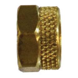20218 - 1/8 in Flareless Brass Hex Nut, 0.37 in Hex Size, 0.37 in Length