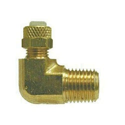 20290L - 90-Degree Long Brass Elbow Fitting - 1/4 in Flareless and MIP Connections
