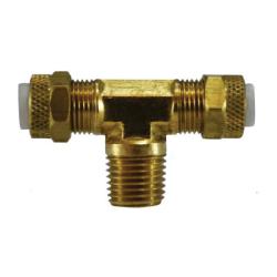 20320 - 1/4 in OD Brass Poly-Flo Branch Tee with 1/4 in MNPTF Connection