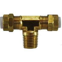 20324 - Brass Poly-Flo Tee Fitting 1/2 in x 1/2 in x 3/8 in for Copper and Aluminum Tubing