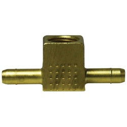 21207 - Brass Branch Tee 1/4 in x 1/4 in Barbed & 1/8 in FPT Connection