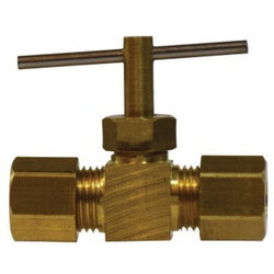 26022 - 5/16 in Brass Needle Valve with 26004 Nut and Compression Connection