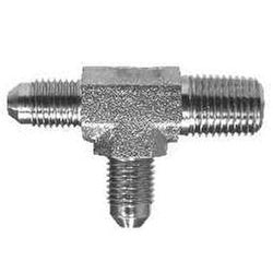 260542 - 1/4-in Male JIC x 1/8-in Male NPTF x 1/4-in Male JIC Steel Male Run Tee Fitting