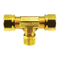26115 - Brass Reducing Captive Sleeve Tee - 3/8 in x 3/8 in x 1/4 in with Compression Connections