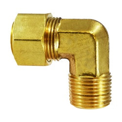 26237 - Brass 90-Degree Elbow Fitting with 1/2in Compression and 3/8in Male NPTF Connection