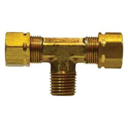 26297 - Brass Captive Sleeve Male Branch Tee, 3/8-in Compression x 3/8-in Compression x 3/8-in Male NPTF