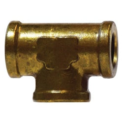 28048 - Brass Forged Reducing Tee Fitting - 3/4 in x 3/4 in x 1/2 in NPTF Connections