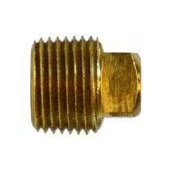 28086 - 3/8-in Male NPTF Solid Barstock Brass Square Head Plug, 0.8 in Length, 1200 psi Rating