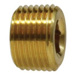 28095W3M - 3/8-in Male NPTF Brass Countersunk Hex Plug with Sealant