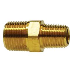 28227 - 1-in Male NPTF x 3/4-in Male NPTF Brass Reducing Hex Pipe Nipple