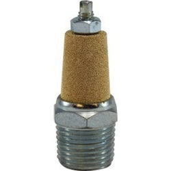 28382 - 1/2 in MPT Brass Muffler with Flow Adjustment, Max 300 psi, 35-300°F Temperature Range