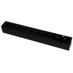 28456 - 10 Port Aluminum Manifold - 1/4 in Inlet, 1/8 in FPT Outlet, Black Anodized Finish