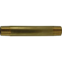 28492LF - 3/8 in MPT x 3/8 in MPT Long Yellow Brass Nipple, 6 in Length