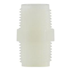28618W - 1-1/2 in MPT Nylon Hex Nipple, Pressure Rated 125 psi, Temp Range -40 to 200°F