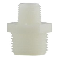28623W - Nylon Reducing Hex Nipple 1/2 in MPT x 1/4 in MPT, 125 psi Pressure Rating