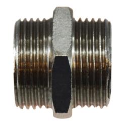 28804 - 3/8-in Male BSP x 1/4-in Male BSP Brass Hex Nipple with Nickel Plating