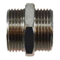 28805 - 3/8-in Male BSP Hex Nipple, Brass, Nickel-Plated Double Connection