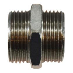 28807 - 1/2-in Male BSP to 3/8-in Male BSP Brass Hex Nipple, Nickel-Plated Finish