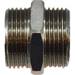 28810 - Steel Hex Nipple - 3/4-in Male BSPP x 1/2-in Male BSPP, Nickel-Plated Finish