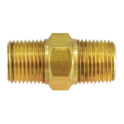 28819 - Brass Hex Nipple 3/4-in BSPT x 3/4-in MIP, Nickel-Plated Finish