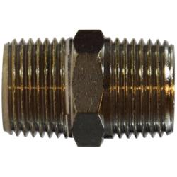 28824 - Brass Hex Nipple - 3/8-in Male BSP x 1/4-in Male BSP, Nickel Plated