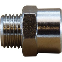 28889 - Brass Adapter, 1/2-in Male BSPP x 1/4-in Female BSPP, Nickel-Plated Finish