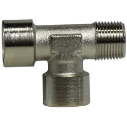 28948 - 1/4-in Male BSPP Brass Run Tee with Nickel-Plated Finish