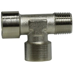28949 - 3/8-in Male BSPP Brass Run Tee with Nickel-Plated Finish