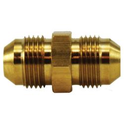 28969 - Brass Straight Tube Union, 3/8-in Male JIC Flared, Length 1.41 in, Hex Size 0.63 in