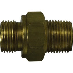 28977 - 3/8-in Male BSPP to 1/4-in MNPT Brass Hex Nipple Fitting