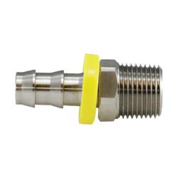 30203SS - 3/8 in Push-On Hose Barbed to 1/4 in MIP Stainless Steel Adapter, 1.76 in Length