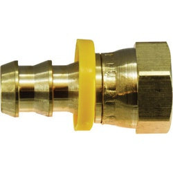 30428 - Brass 3/4 in Push-On Hose Barbed x 5/8 in Female 45 deg SAE/37 deg JIC Swivel Connector, 2.33 in Length