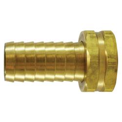 30568 - 1 in Garden Hose Barbed x 1 in FNPSM Brass Long Shank Hex Adapter, 2.12 in Long