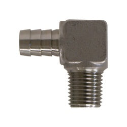 32038SS - 90-Degree Male Elbow Fitting - 1/4-in Hose Barb, 1/8-in Male NPT, 316 Stainless Steel