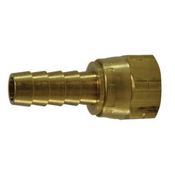 32105C - 3/8-in Barb x 3/8-in SAE Crimp-Style 45-Degree Flare Brass Swivel Adapter