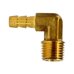707020-0806 - 90-Degree Male Elbow Fitting, 1/2" Hose Barb & 3/8" Male NPTF, Lead-Free Brass