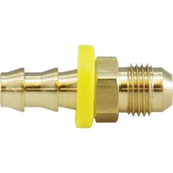 32901 - 1/4-in Push-On Barbed x 5/16-in Male JIC Flared Brass Adapter, 1.6 in Long