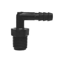 33313B - 90-Degree Elbow Fitting - 3/4-in Barbed x 1/2-in MIP, Polyethylene, 125 psi
