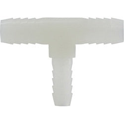 33423W - Nylon Reducing Tee Fitting - 3/8 in x 3/8 in x 1/4 in Hose Barb Connections