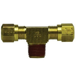 38134 - Brass Branch Tee, 1/2 in x 3/8 in x 3/8 in, 11/16-20 and 3/8-18 Connections