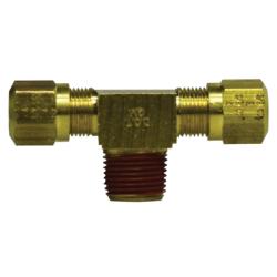 38133 - 1/2 in Tube OD x 1/4 in Male NPTF Brass Branch Tee Fitting