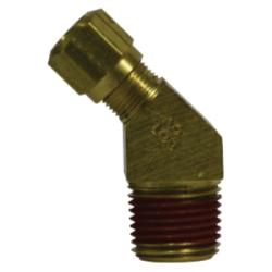 38148 - 45 deg Brass Elbow Fitting - 1/4 in OD x 1/8 in NPTF Connection