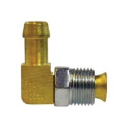 38874 - 90-Degree Brass Swivel Elbow - 3/8 in Hose Barbed x 3/8 in Male Inverted Flared